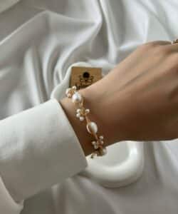 Handcrafted Freshwater Pearl Bracelet with Gold Wire Detailing