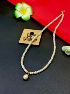 Freshwater Button Pearl Necklace – 5mm Multicolour Pearls with Drop Pendant