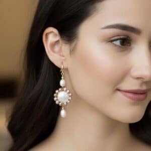 White & Purple Coin Pearl Drop Earrings – Handcrafted Statement Pearl Jewelry