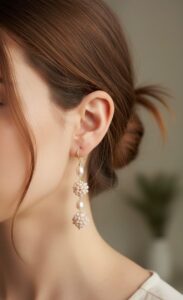 Soft Pink Freshwater Cluster Pearl Earrings – Handcrafted Gold Hook Design