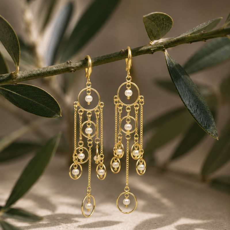 18K Gold Plated Pearl Drop Earrings