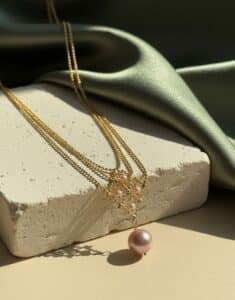 3 Layer Sea Pearl Pendant Necklace – 925 Gold Plated |