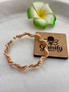 Freshwater Pearl Twisted Wire Bracelet – Gold Tone Pearl Bracelet