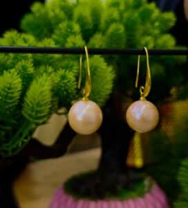 Original Sea Pearl Olive Drop Earrings | 13mm Pearl | Gold Plated Finish