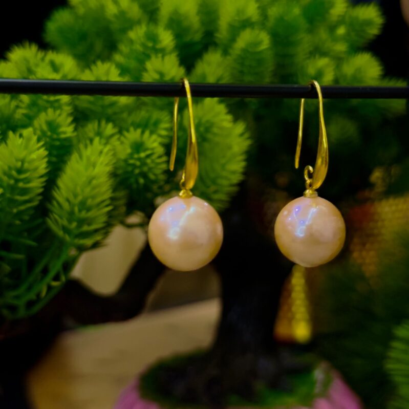 Original Sea Pearl Olive Drop Earrings | 13mm Pearl | Gold Plated Finish