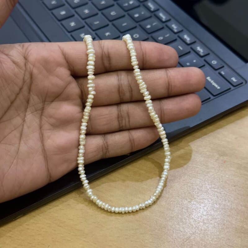 Freshwater White Baroque Pearl Necklace | 3–4mm Pearls | 17 Inch Length