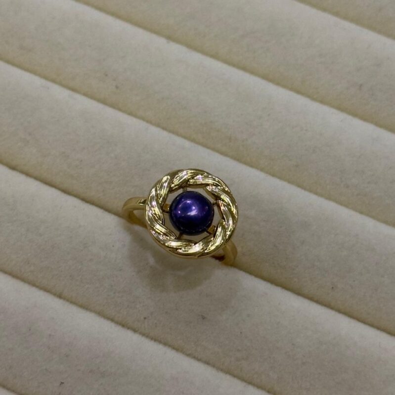 Black Pearl Gold Plated Ring for Women | Elegant Statement Ring