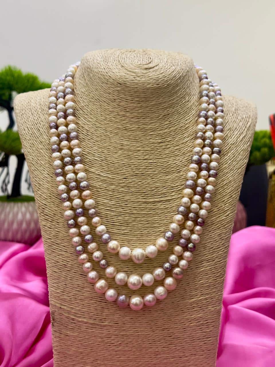3 Layer Freshwater Multicolor Pearl Necklace | AAA Grade Pearl | Adjustable Length