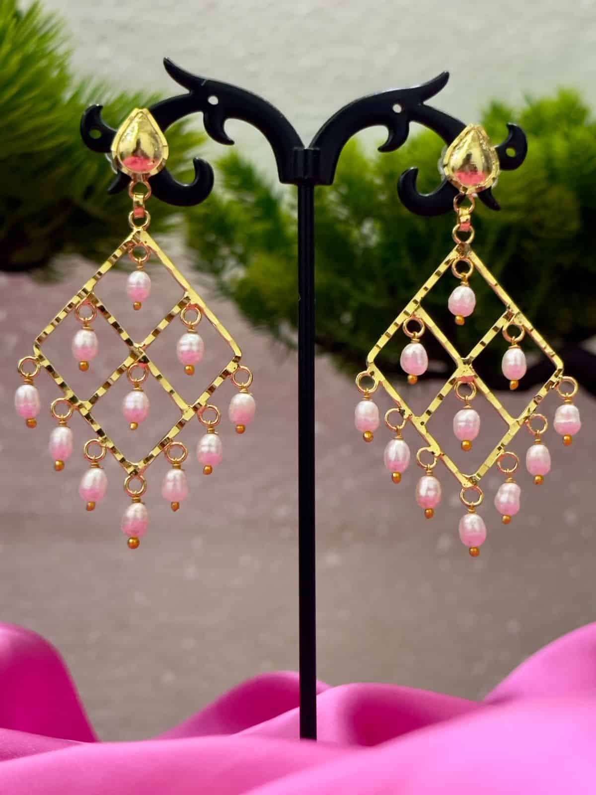 18K Gold Plated Pearl Drop Earrings | Elegant Party & Wedding Wear - Image 4