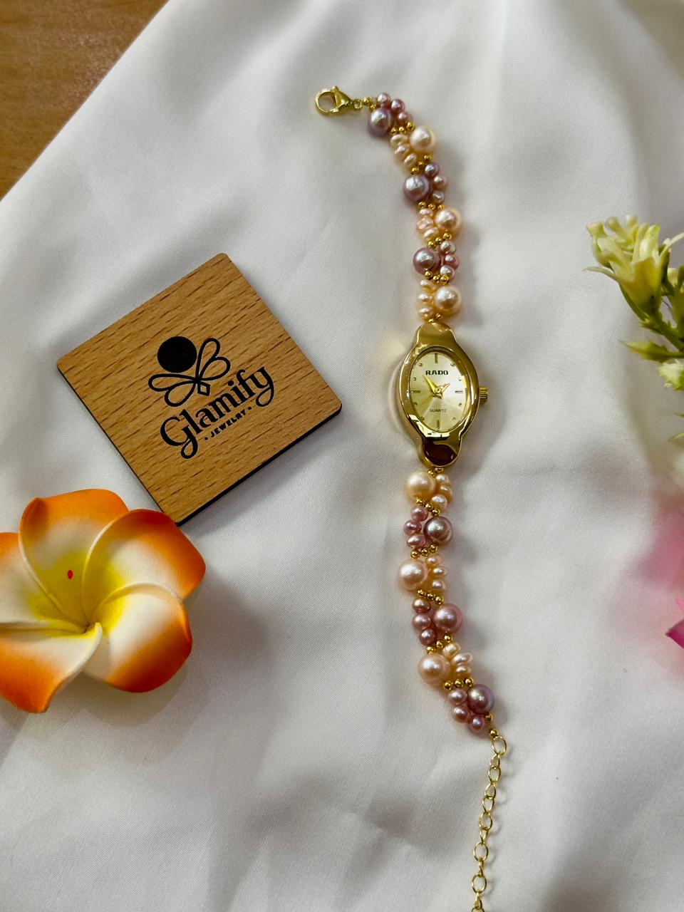 AAA Grade Freshwater Pearl Watch for Women - Adjustable Rado Inspired Dial - Image 2