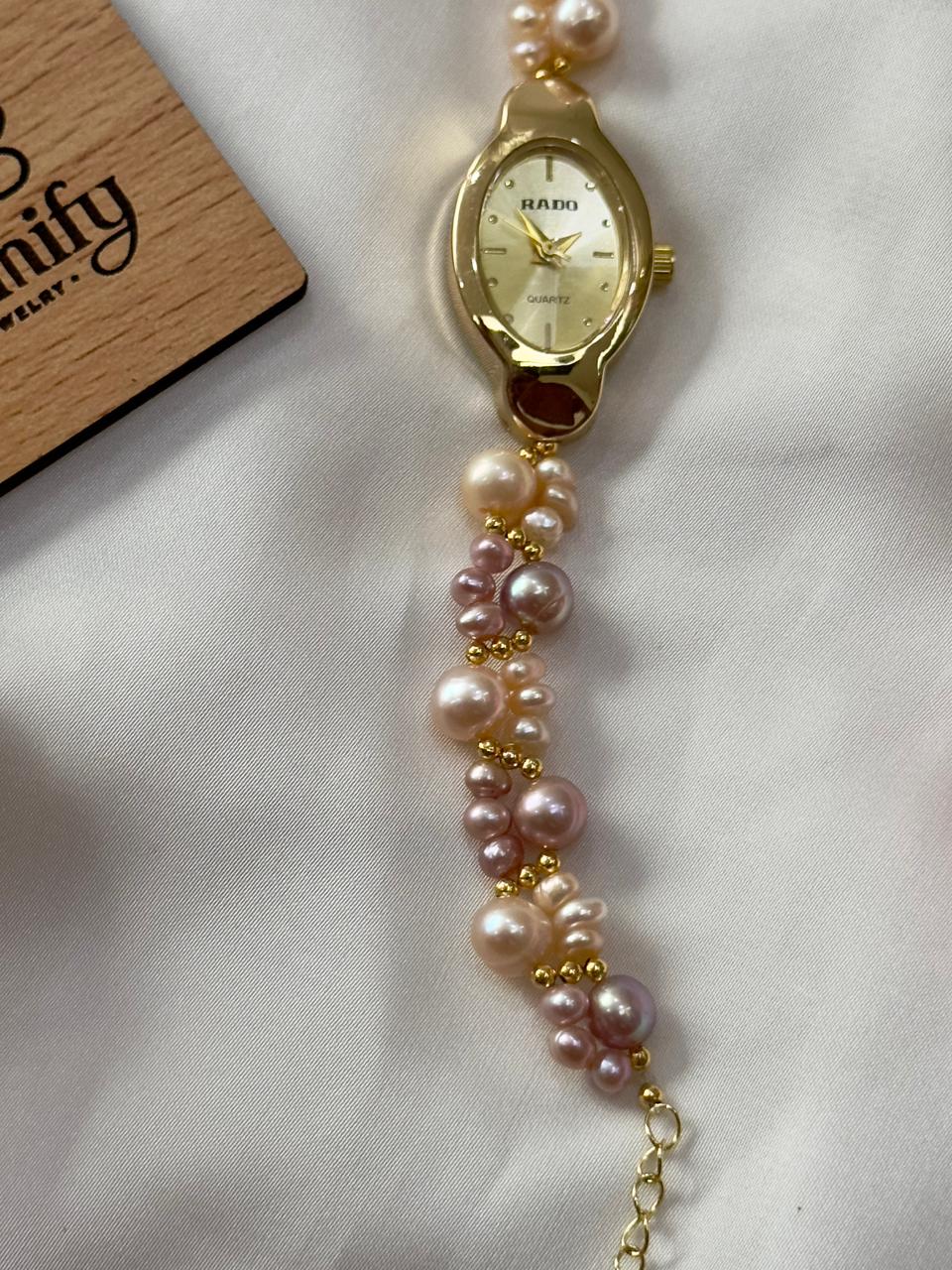 AAA Grade Freshwater Pearl Watch for Women - Adjustable Rado Inspired Dial - Image 3