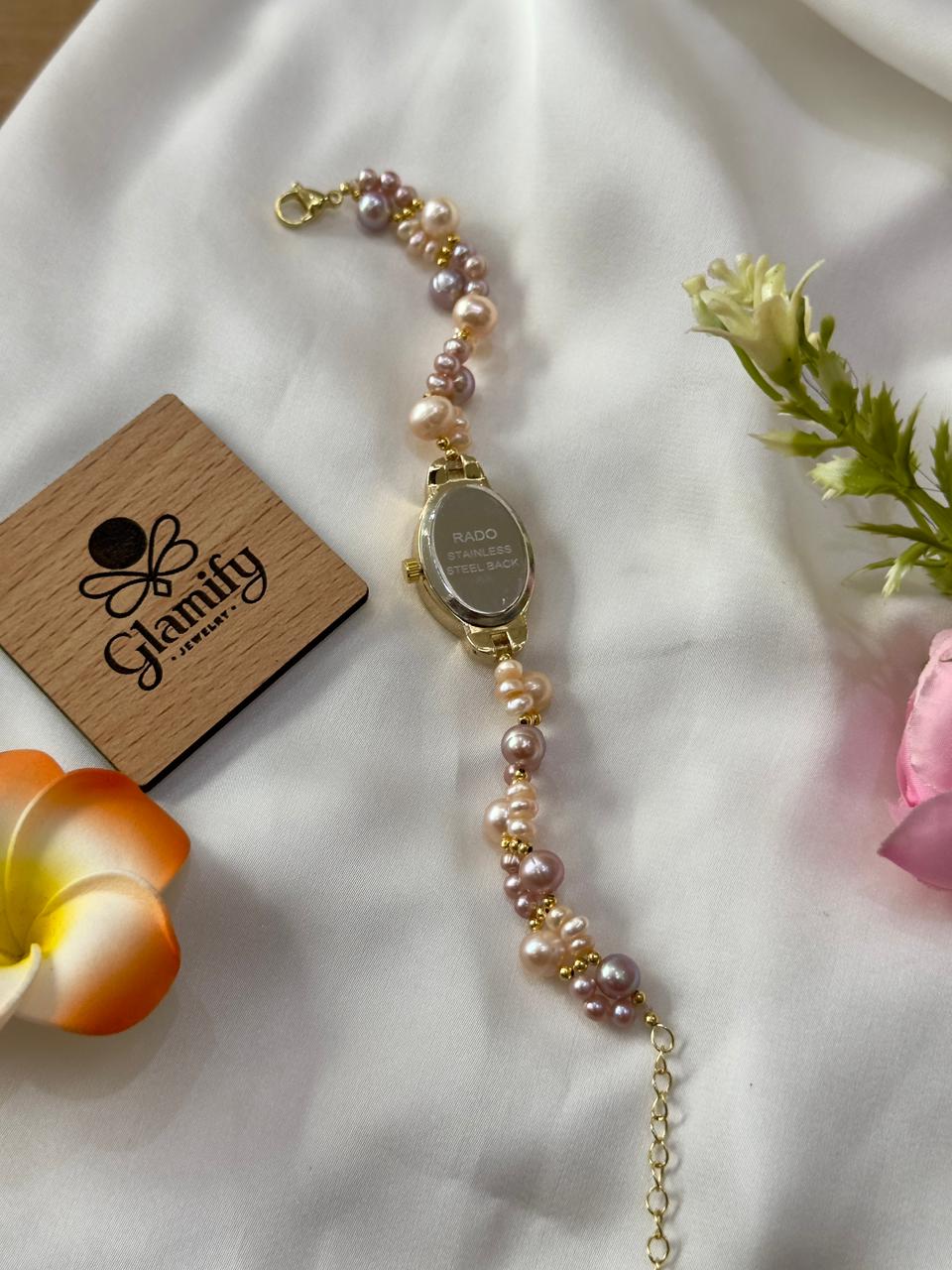 AAA Grade Freshwater Pearl Watch for Women - Adjustable Rado Inspired Dial - Image 4