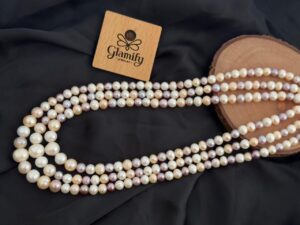 3 Layer Freshwater Multicolor Pearl Necklace | AAA Grade Pearl | Adjustable Length