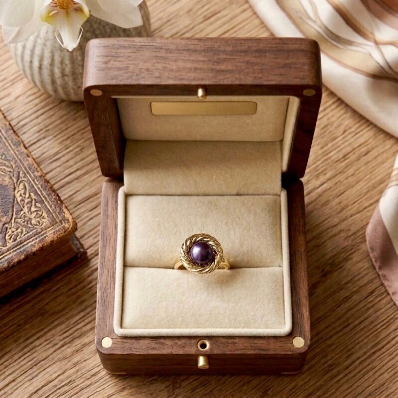 Black Pearl Gold Plated Ring for Women | Elegant Statement Ring