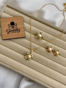 AAA Grade Freshwater Pink Pearl Pendant Set – Gold Plated | Adjustable Ring