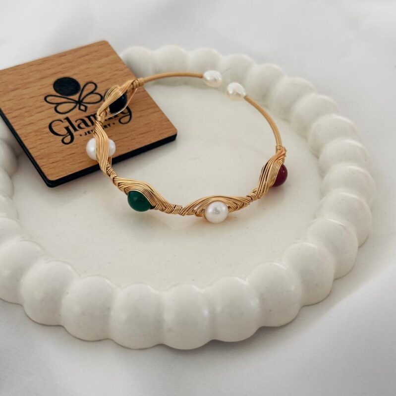 AAA Grade Freshwater Pearl Bracelet with 14K Gold Wire – Multicolor Adjustable Designer Bracelet