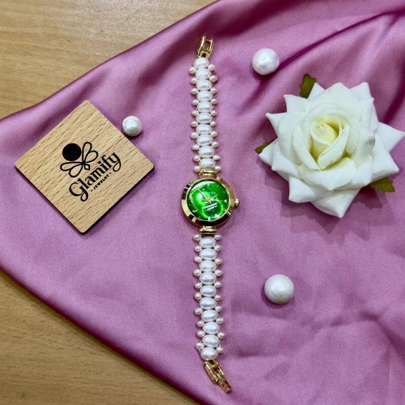 Titan Inspire AAA Grade White Freshwater Pearl Watch – 7/8mm Rice Pearl