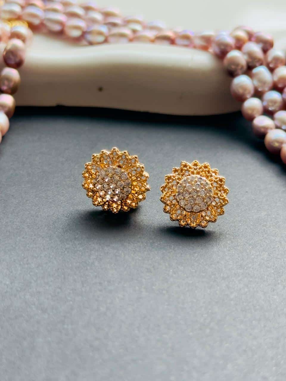 3 Layer AAA Grade Purple Freshwater Rice Pearl Necklace with Floral Designer Pendant – 6MM | 18 Inch - Image 4