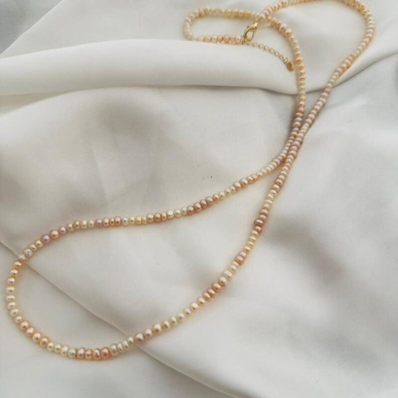 AAA Grade Freshwater Multicolor Pearl Necklace – 5mm | 27 Inch Gold Plated Adjustable