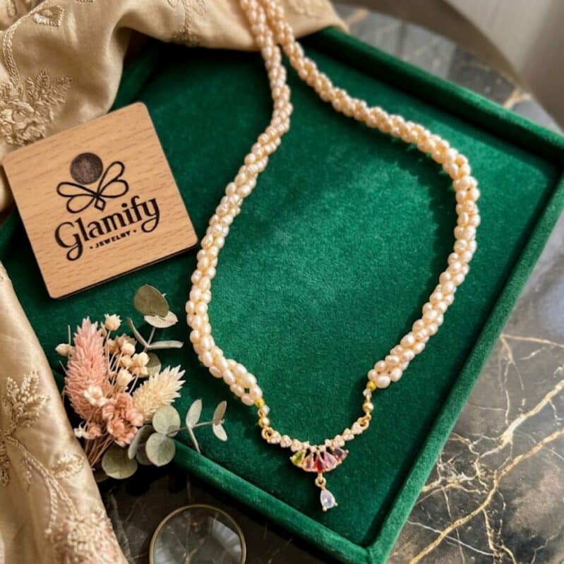 3-Layer Twisted Pink Pearl Statement Set