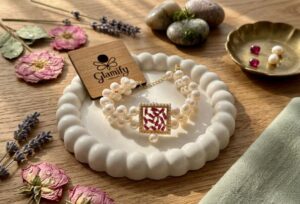 AAA Grade Freshwater Pearl Bracelet with Pink & Black Ruby Zircon Stone – Adjustable Design - Pink