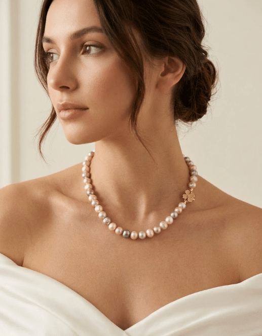 Freshwater 10mm Glossy Pearl Mala Necklace – Multi Color & White