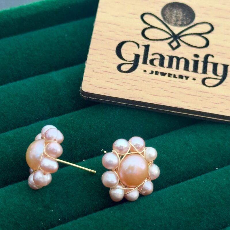 3-4mm Purple & 7-8mm White Freshwater Pearl Flower Earrings |