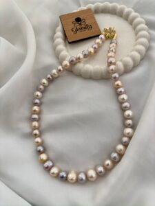 Freshwater 10mm Glossy Pearl Mala Necklace – Multi Color & Classic White Beads for Women - Multi