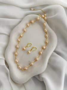 Elegant Pink Freshwater Pearl Necklace & Earring Set