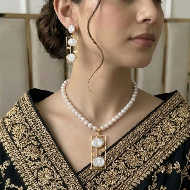 Nature’s Grace: 17" Freshwater Pearl Necklace & Baroque Coin Pearl Statement Set