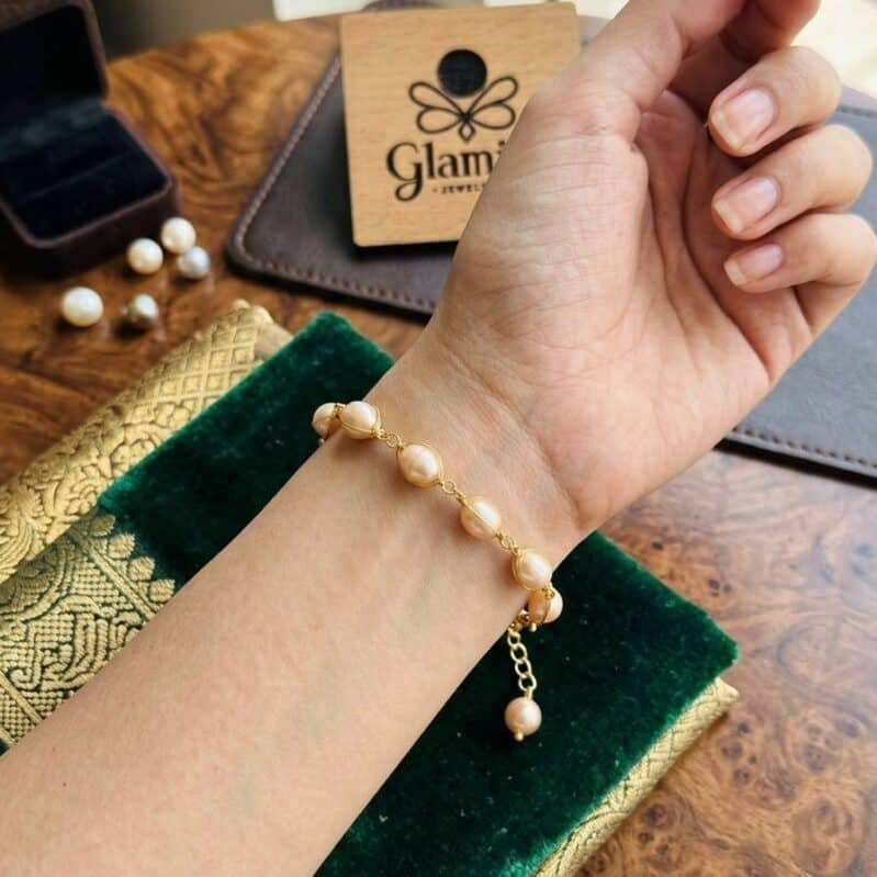 AAA Grade Pink Freshwater Pearl Adjustable Bracelet – 7-8mm Natural Pearl