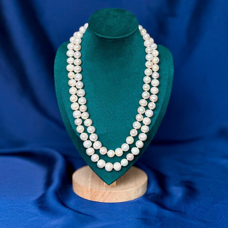 10mm Freshwater White Pearl Necklace (Semi Round)