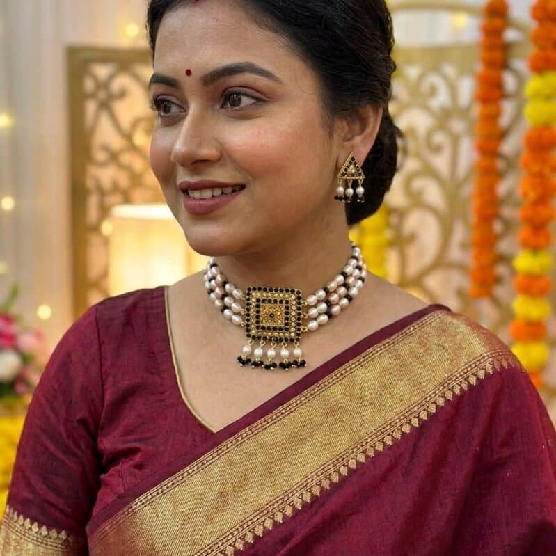 AAA Grade Rice Pearl Choker Set with Matching Earrings