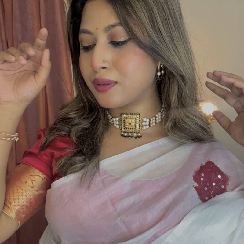 AAA Grade Rice Pearl Choker Set with Matching Earrings