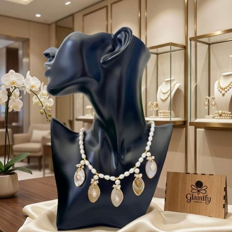 Freshwater Rice Pearl Necklace with PearlBirth Locket