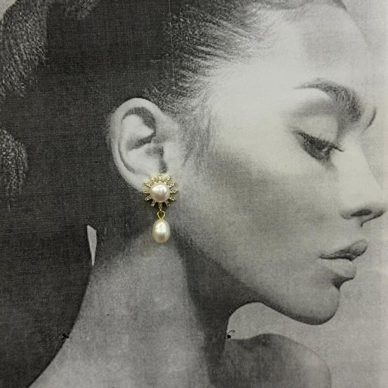 Premium Sunburst Pearl Drop Earrings