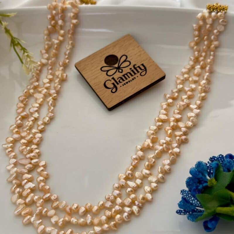 3 Layer Pink Pearl Necklace