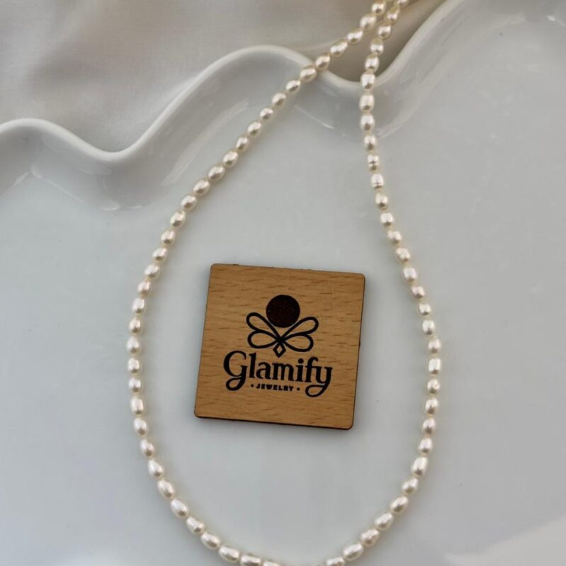 White & Purple Rice Pearl Necklace