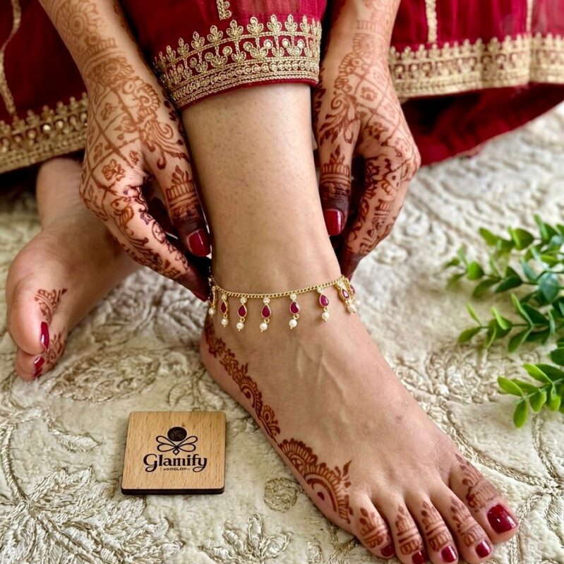 Original Ruby Stone & Pearl Payel for Women