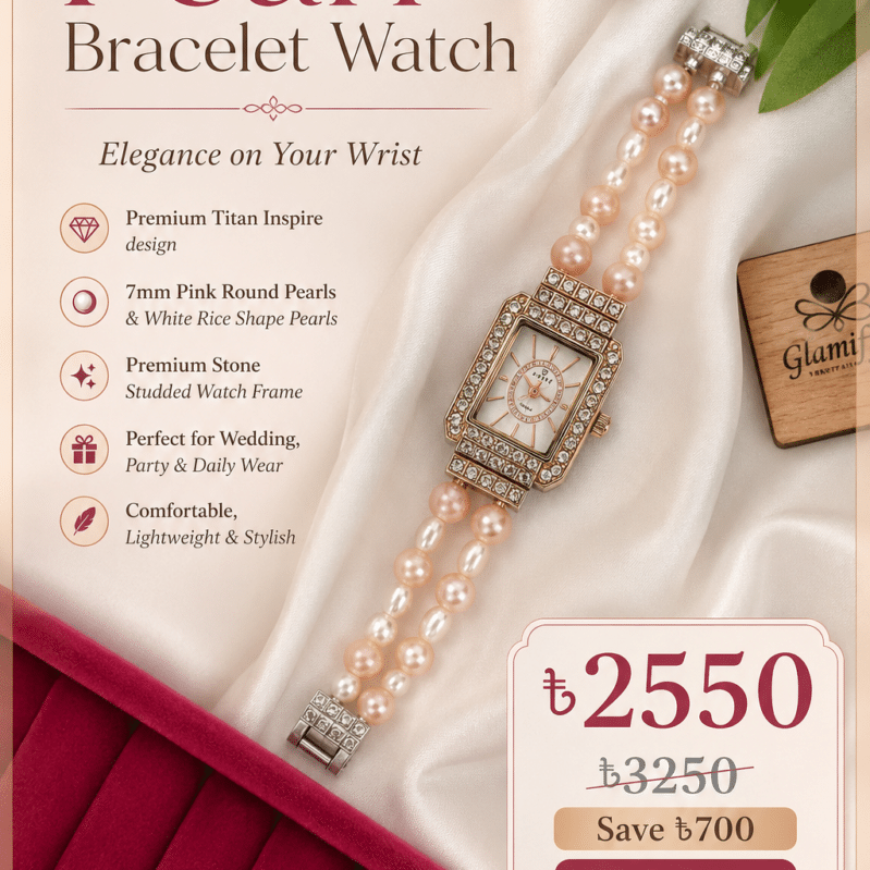 Titan Inspire Pink & White Pearl Bracelet Watch