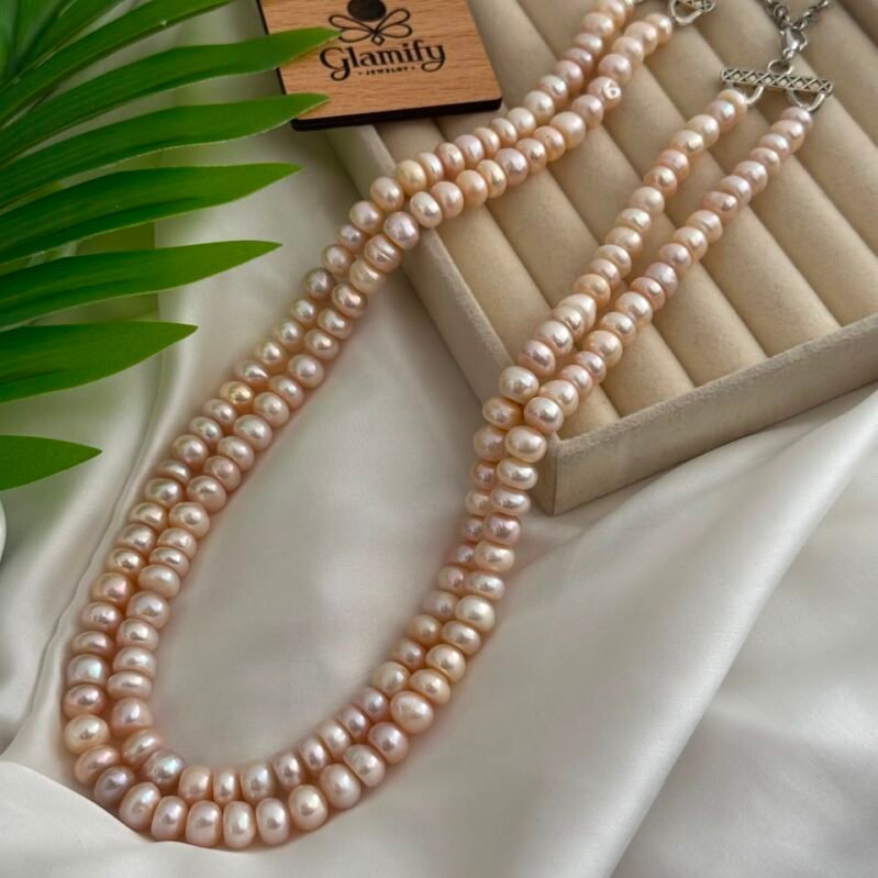 Double Layer Multicolor Freshwater Button Pearl Necklace