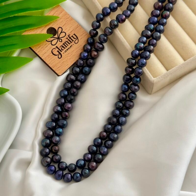 Black Peacock Double Layer Freshwater Pearl Necklace