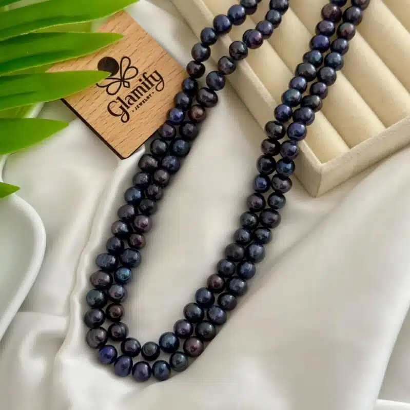 Black Peacock Double Layer Freshwater Pearl Necklace