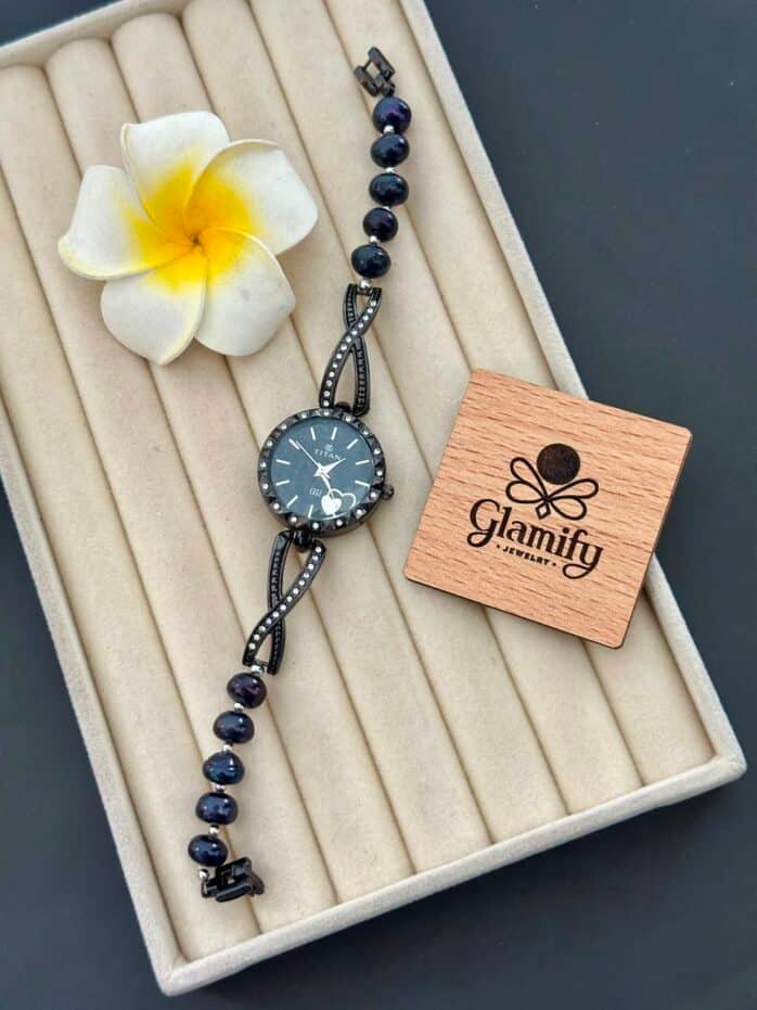 Black Peacock Pearl Women Watch