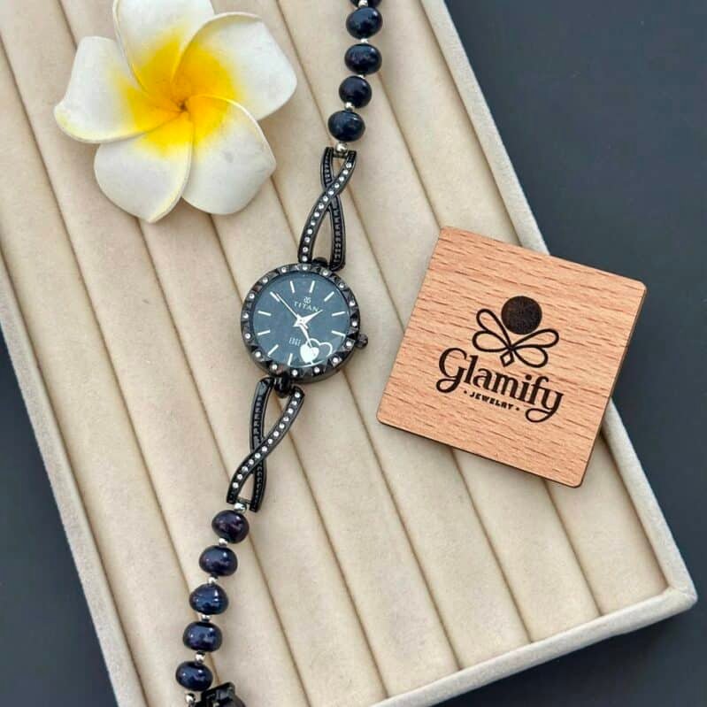 Black Peacock Pearl Women Watch