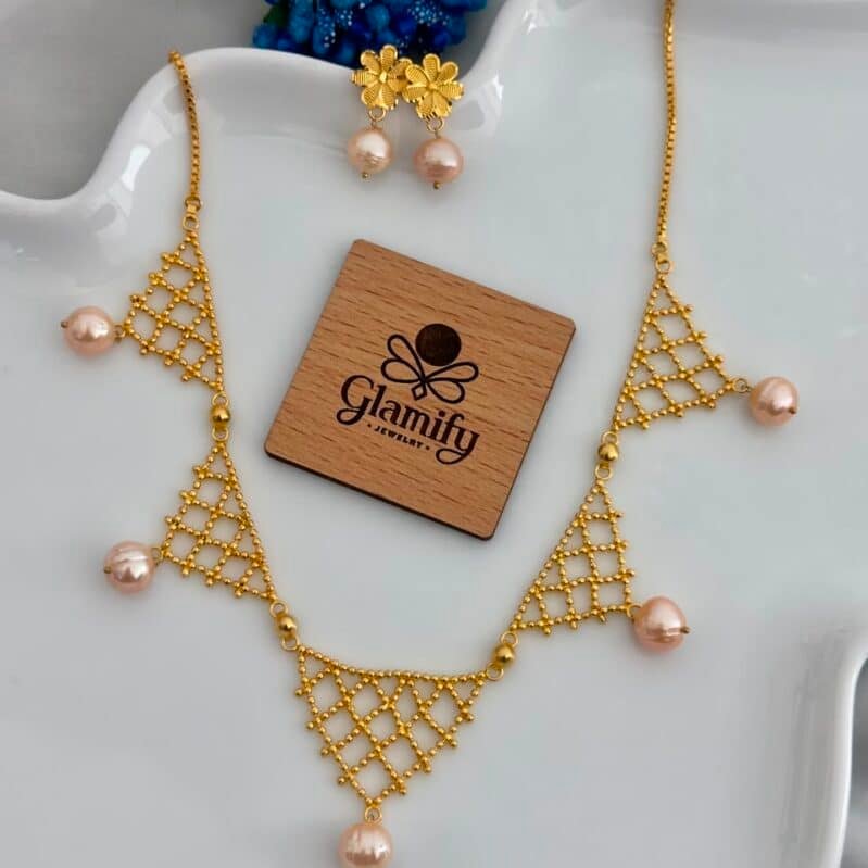 Pink & Purple Pearl Necklace Set for Women