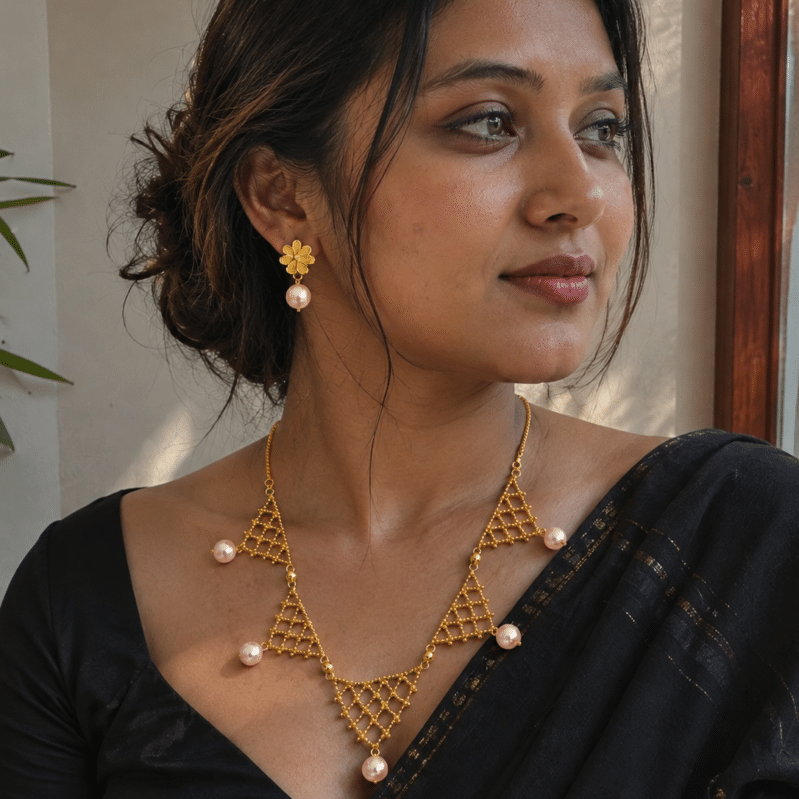 Pink & Purple Pearl Necklace Set for Women
