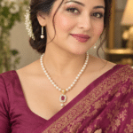 Freshwater Pearl Necklace Set with Red Ruby Pendant