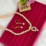 Pink Freshwater Pearl Necklace with Red Ruby Pendant