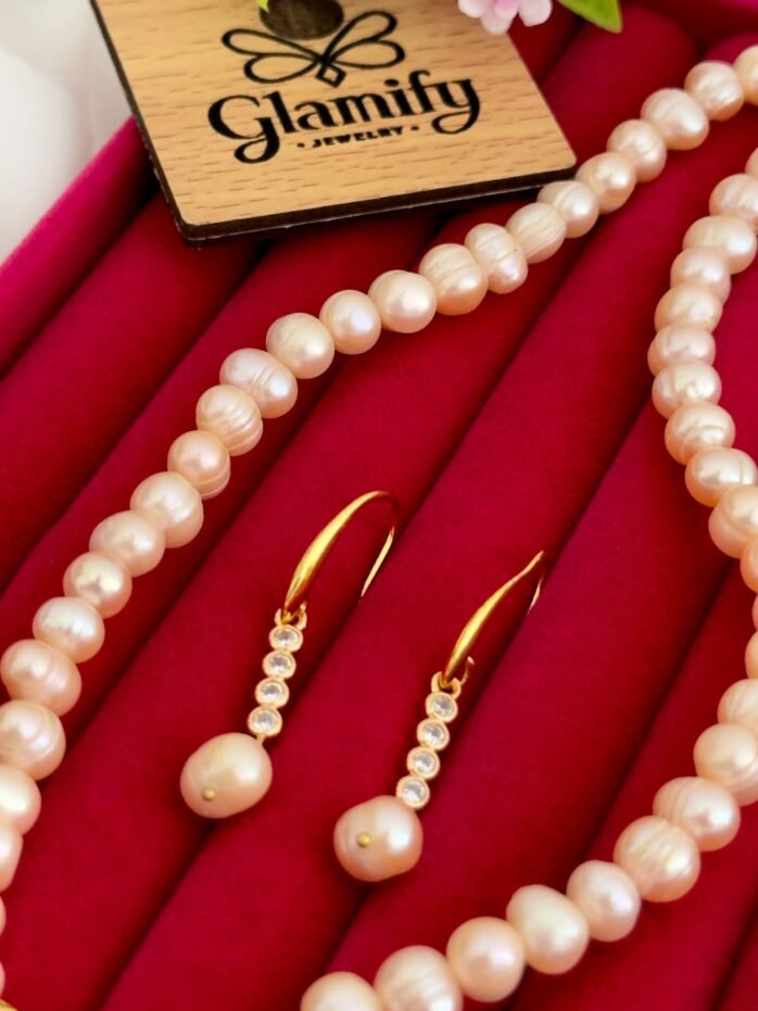 Pink Freshwater Pearl Necklace with Red Ruby Pendant
